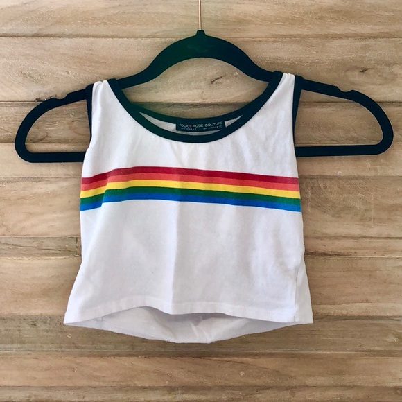 Tops - thrifted/vintage cropped rainbow tank